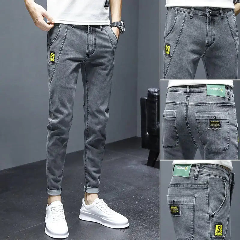 Men's Slim Fit Casual Jeans with Tapered Legs