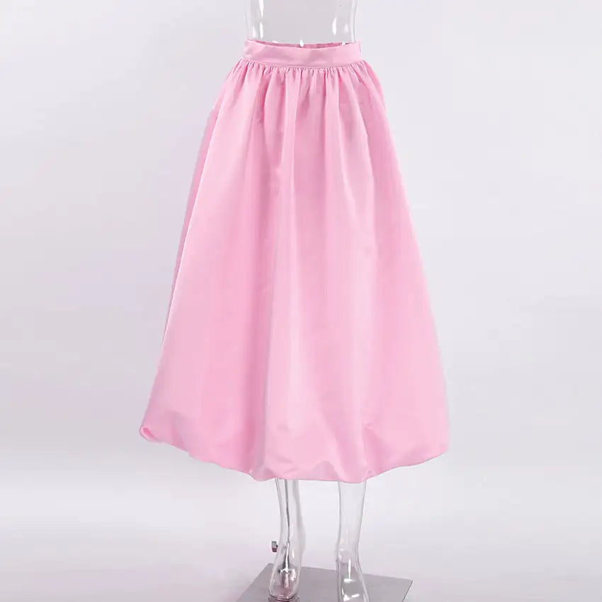 Niche High Waist Midi Dress - French Lantern Style