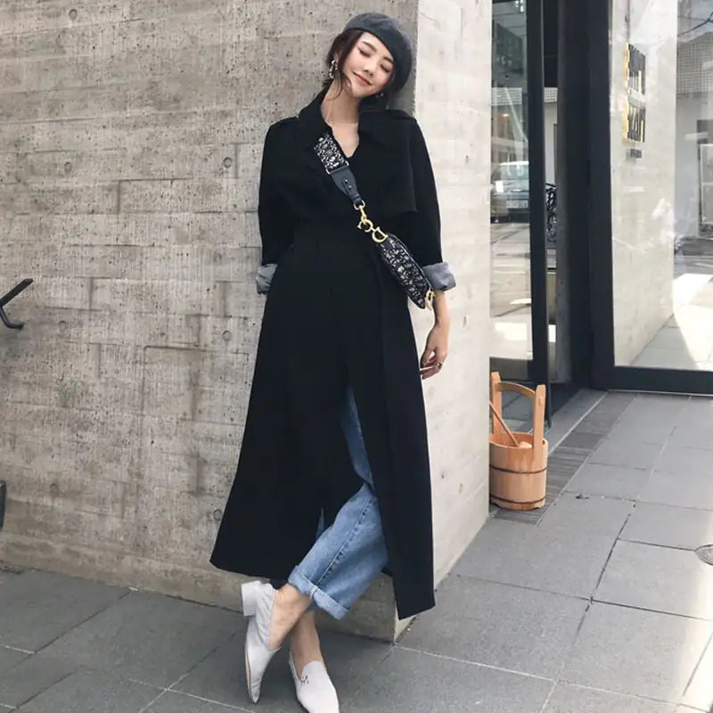Mid-Length Over-the-Knee Trench Coat