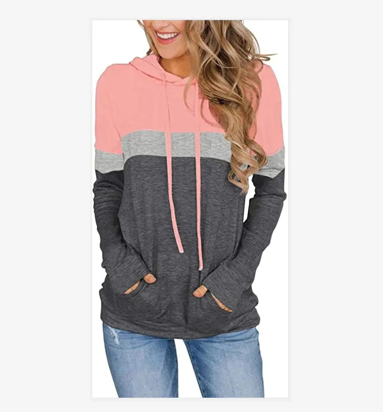Women's Printed Hooded Sweater with Pockets