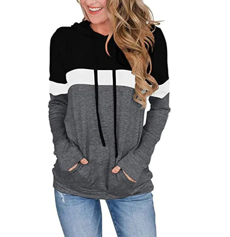 Women's Printed Hooded Sweater with Pockets