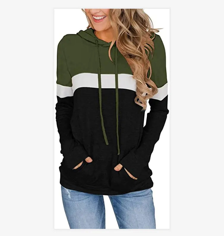 Women's Printed Hooded Sweater with Pockets