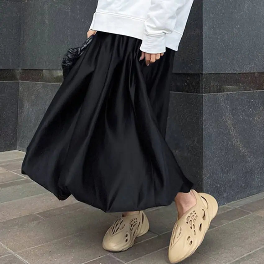 Niche High Waist Midi Dress - French Lantern Style