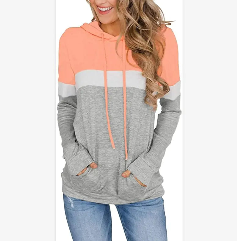 Women's Printed Hooded Sweater with Pockets