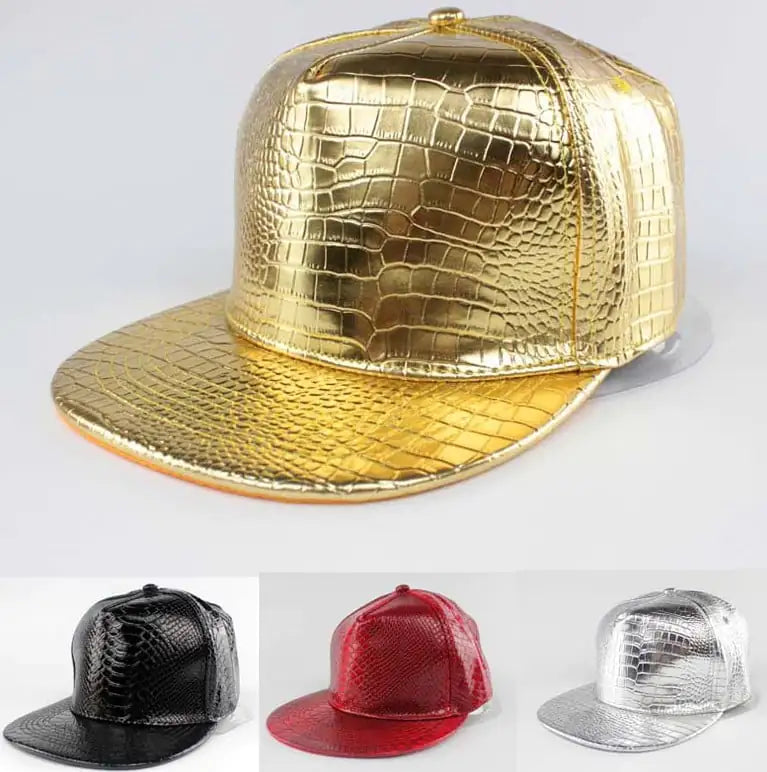 Hip Hop PU Leather Flat Edge Baseball Cap