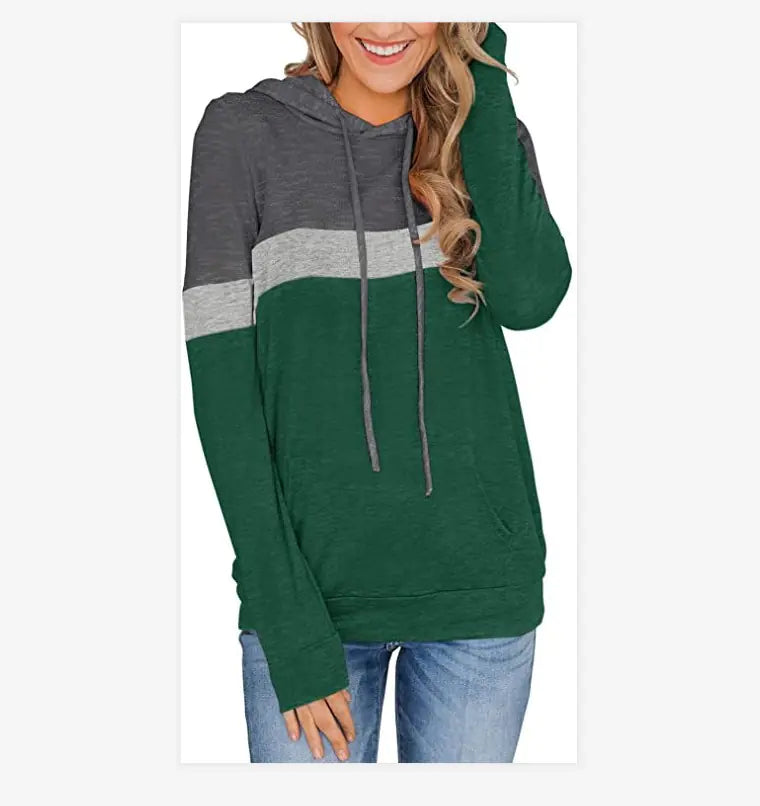 Women's Printed Hooded Sweater with Pockets