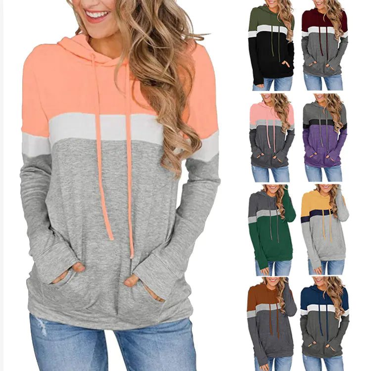 Women's Printed Hooded Sweater with Pockets