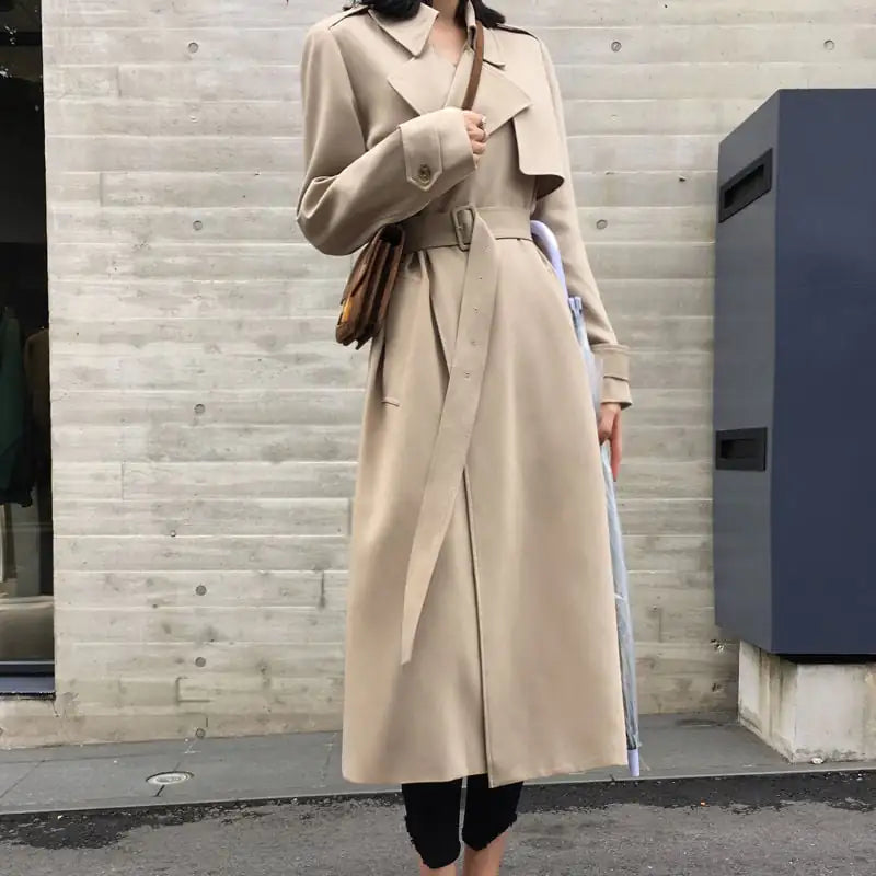 Mid-Length Over-the-Knee Trench Coat