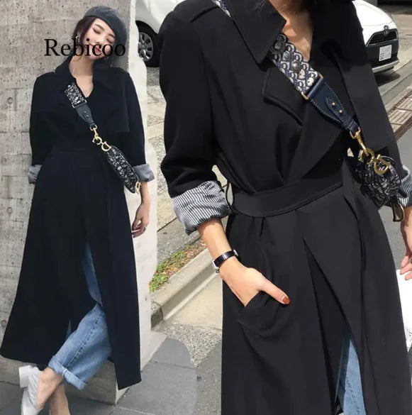 Mid-Length Over-the-Knee Trench Coat