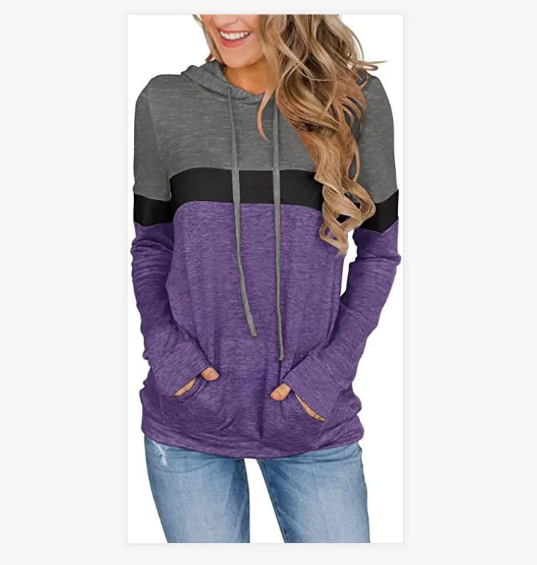 Women's Printed Hooded Sweater with Pockets